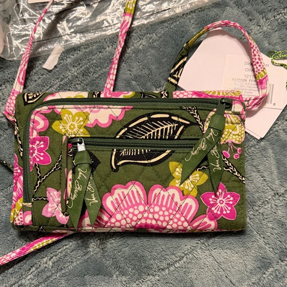 Vera Bradley Green and Pink Floral Crossbody Bag - Picture 4 of 4